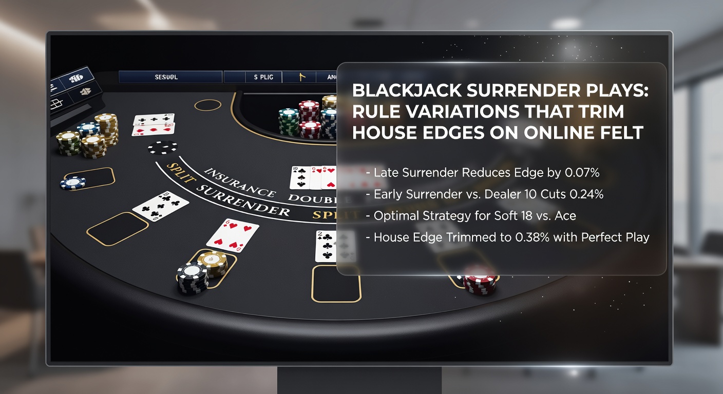 Close-up of online blackjack strategy chart highlighting optimal surrender plays against various dealer upcards