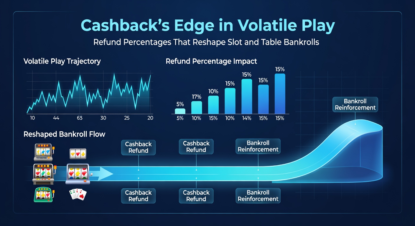 Graph charting bankroll fluctuations over time with and without cashback overlays, highlighting smoother curves during volatile periods