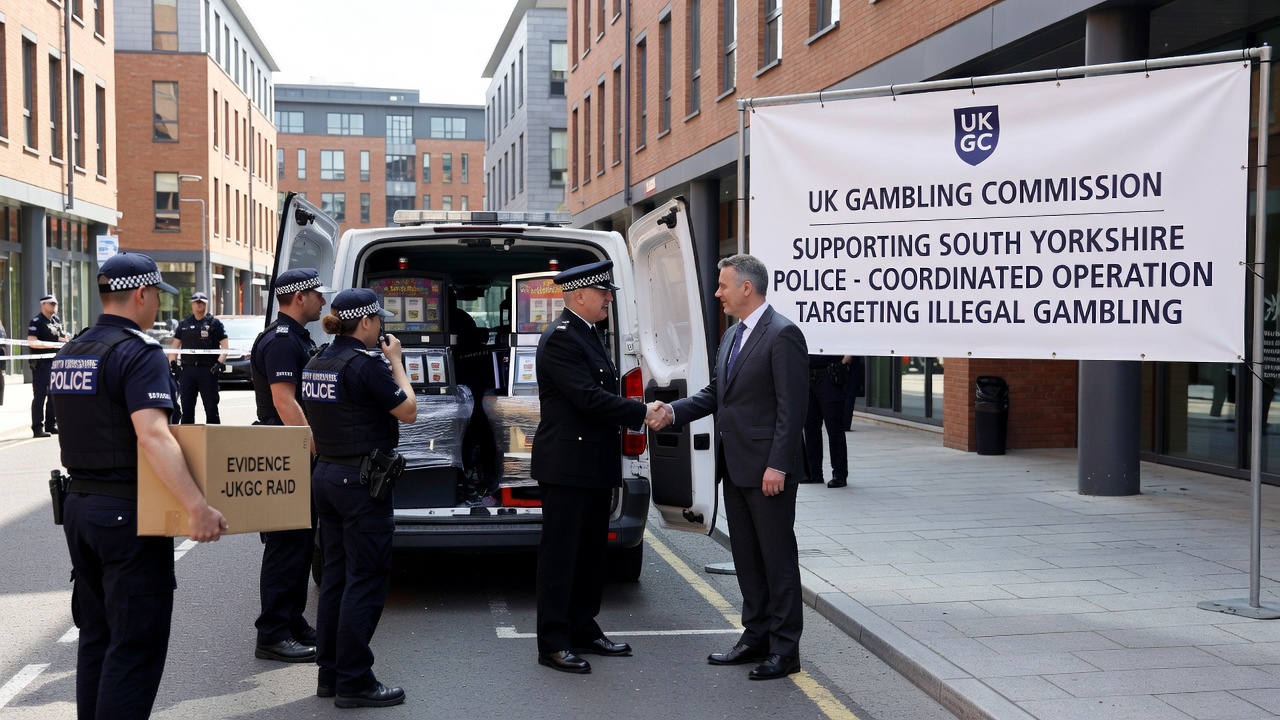 Enforcement team vehicles parked near the targeted premises during the Bristol illegal casino investigation