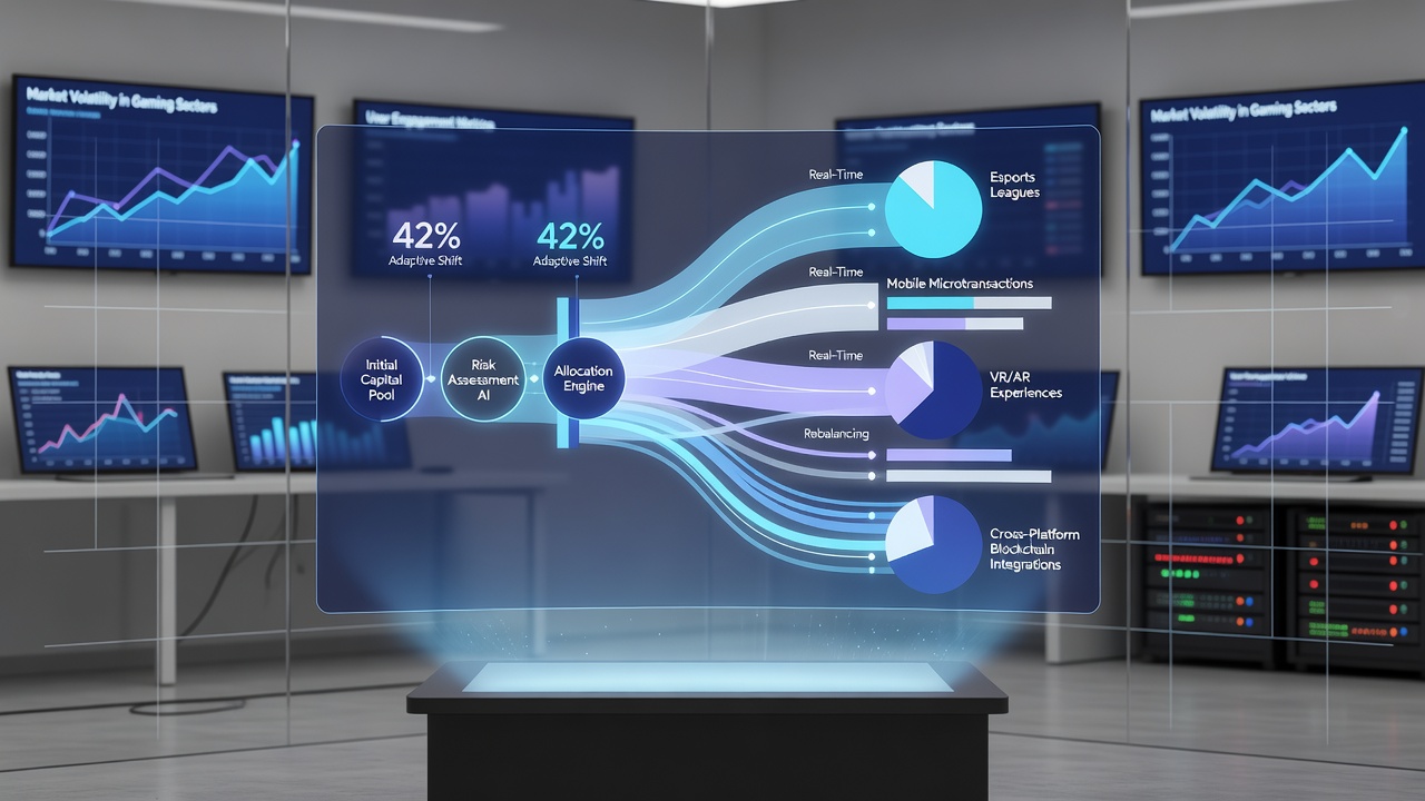 Detailed diagram illustrating fund flow between slot, table, and live dealer formats within a digital platform allocation model