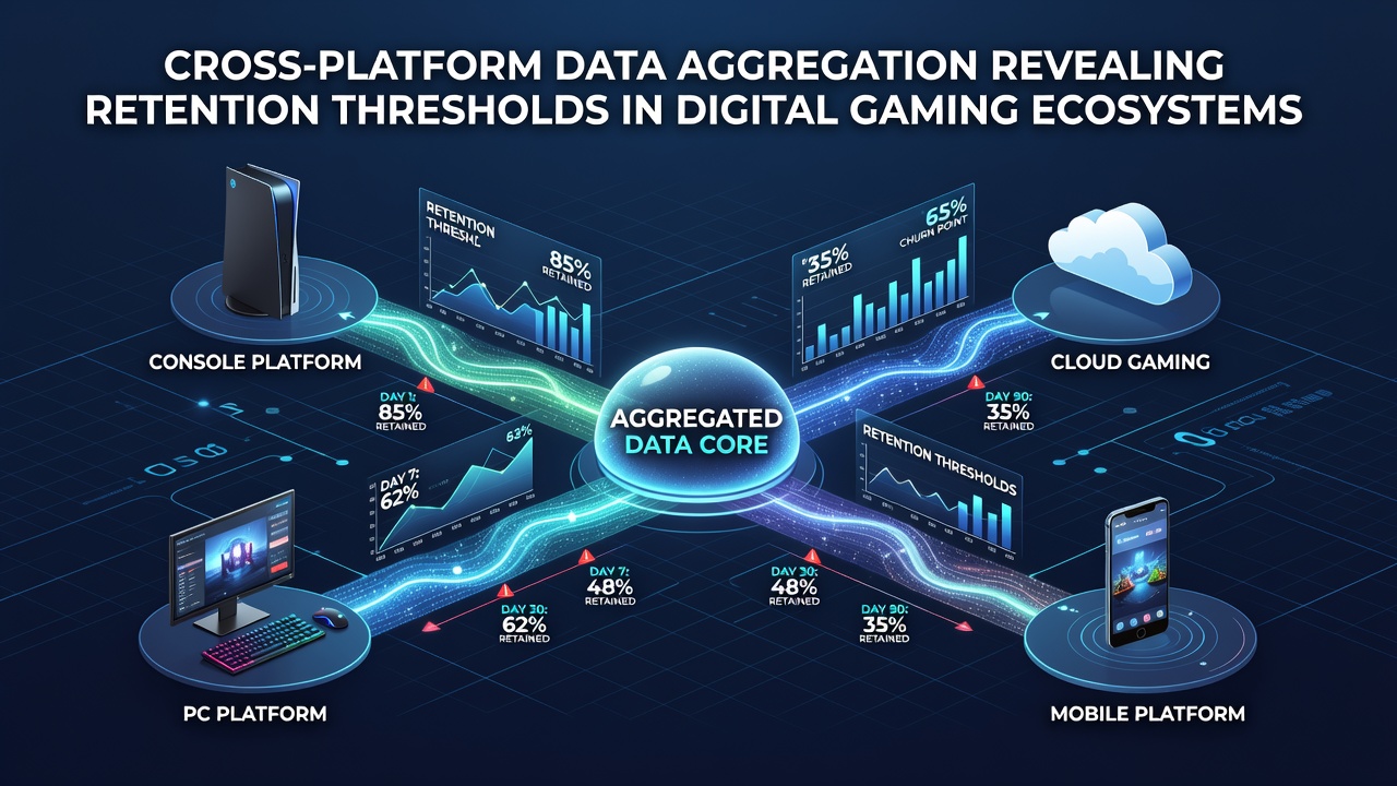 Charts comparing retention curves from mobile, console and PC gaming platforms in 2026 reports
