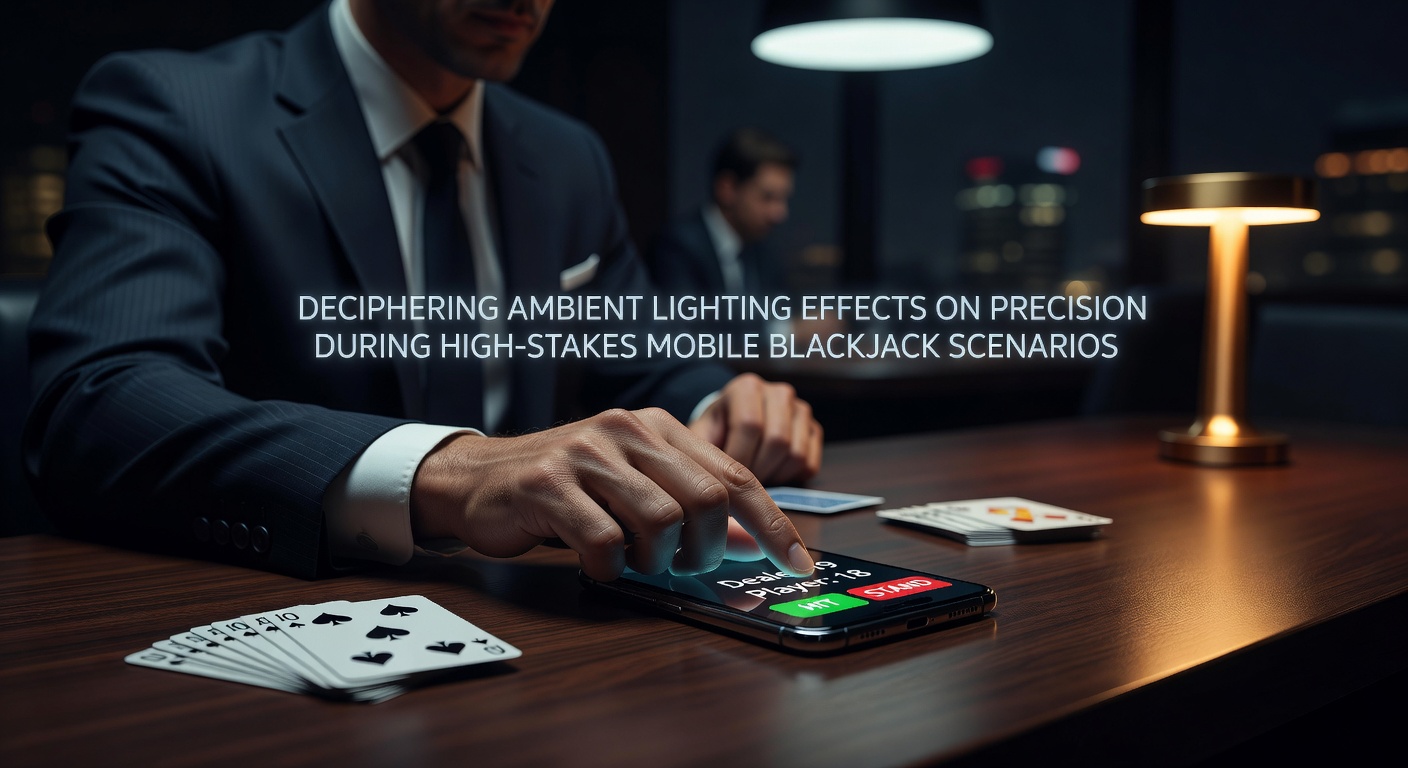 Close-up of smartphone screen showing blackjack interface with adjusted brightness levels in a low-light room setting
