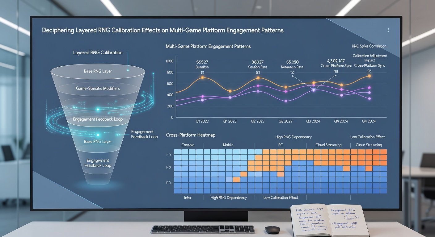 Analytics dashboard displaying engagement metrics influenced by RNG calibration layers across multiple casino game categories