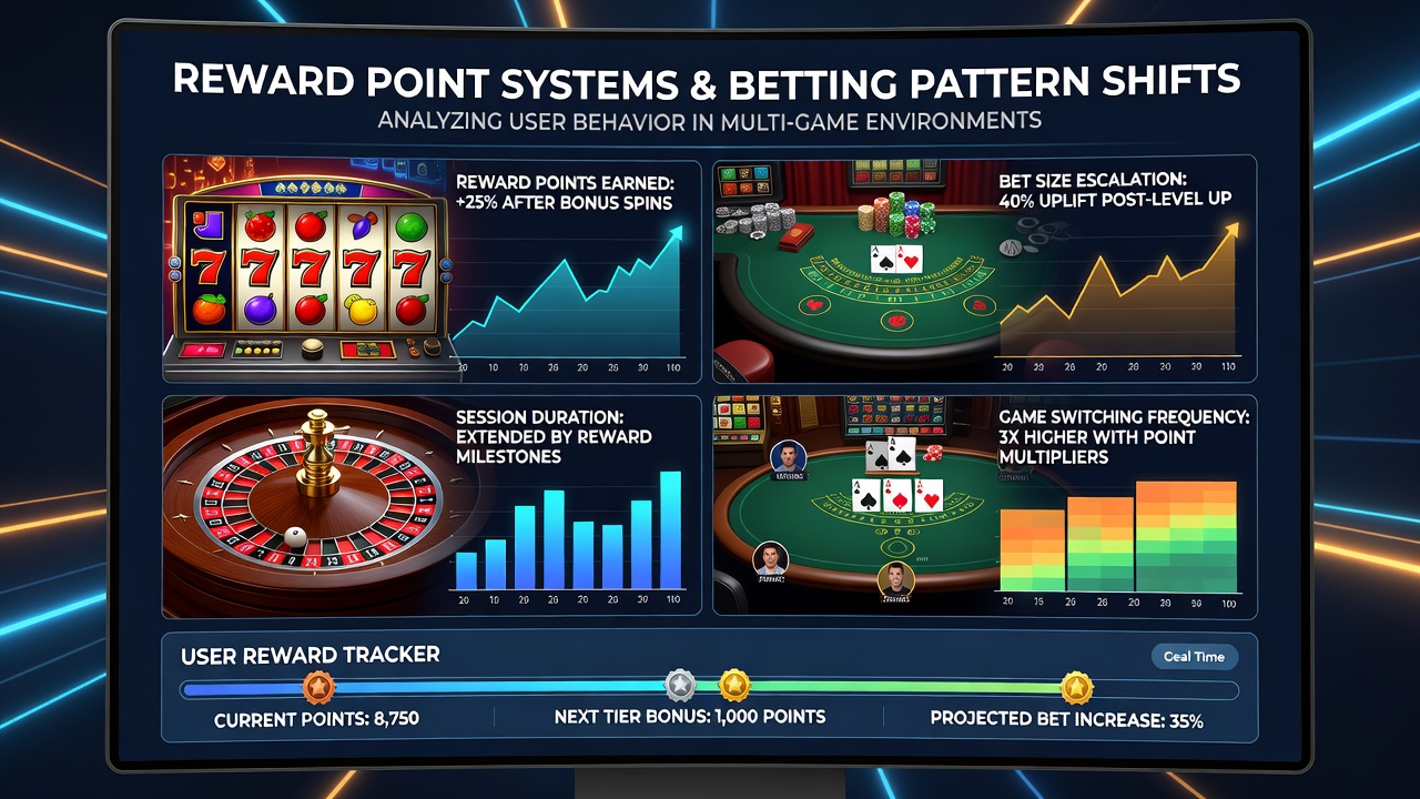 Player dashboard showing altered bet distribution across multiple casino games due to active reward point multipliers