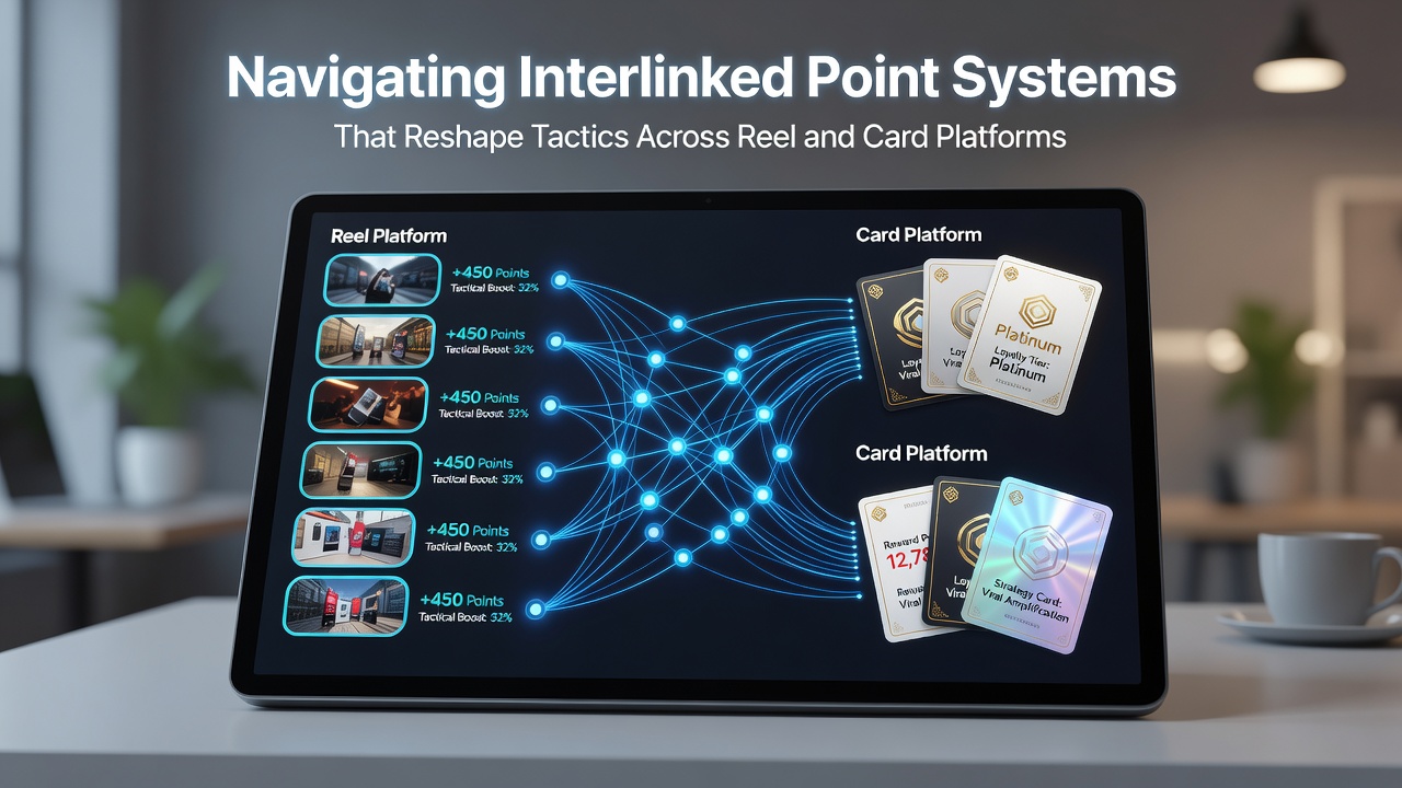 Detailed view of player tactics using connected loyalty points between reels and card games
