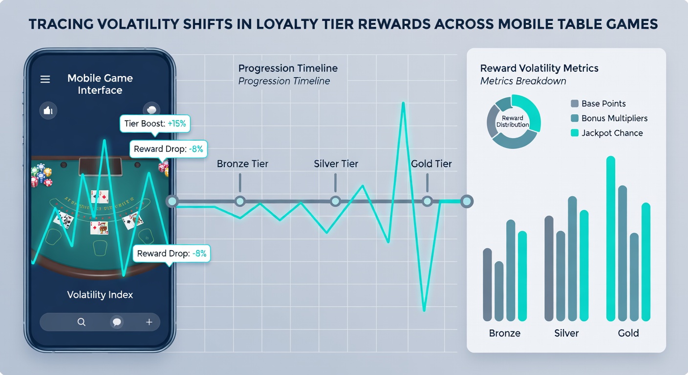 Data visualization chart showing volatility shifts in loyalty tier rewards for mobile table games over time